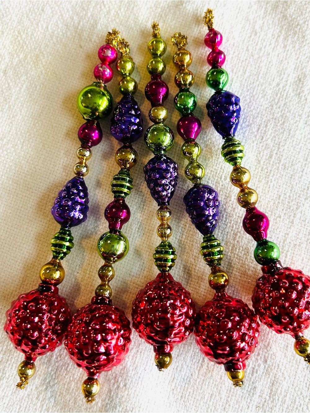 Vintage repurposed garland bead, icicle holiday Christmas ornaments